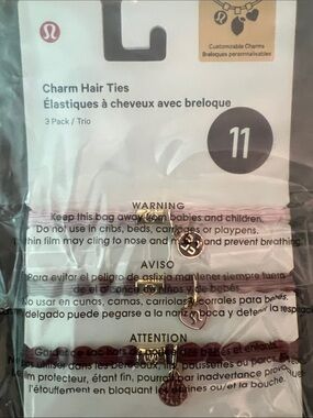 Lululemon Rockwood Gold Pink Charm Hair Ties NWT 3 Pack